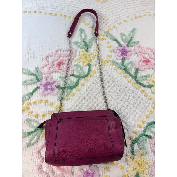 a.n.a A New Approach Handbags - ana A New Approach Magenta Purple Pebbled Faux Leather Crossbody Chain Bag